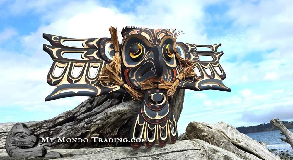 Exceptionally powerful 44" Owl Mask, hand carved by Tom D. Hunt (Walawidi)