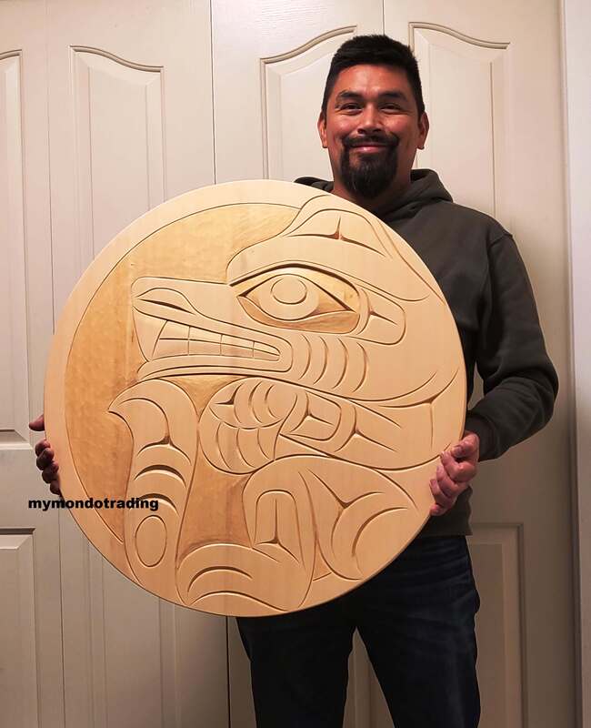 28" cedar Wolf, hand carved and designed by Bear (Doug) Horne