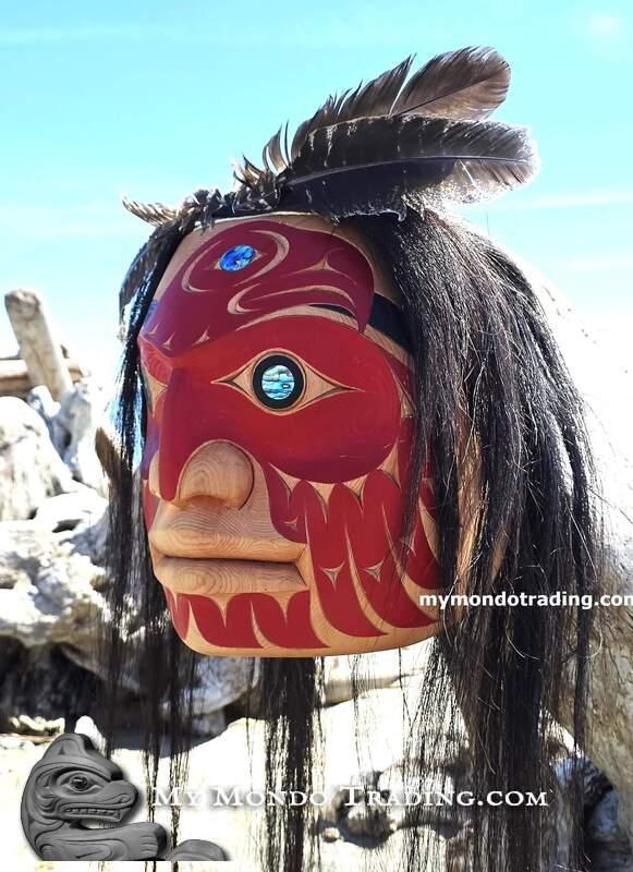 Large Eagle Portrait Mask, powerful cedar mask, by Gerry Sheena