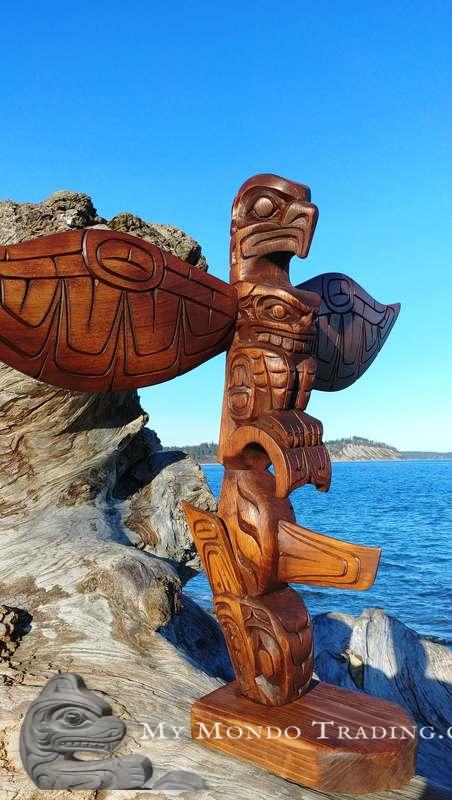 Superb quality Eagle and Killer Whale Totem Pole, Alfred Robertson