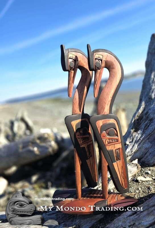Beautiful Pair: Heron's in Love on Salmon base by Charles George Sr. 