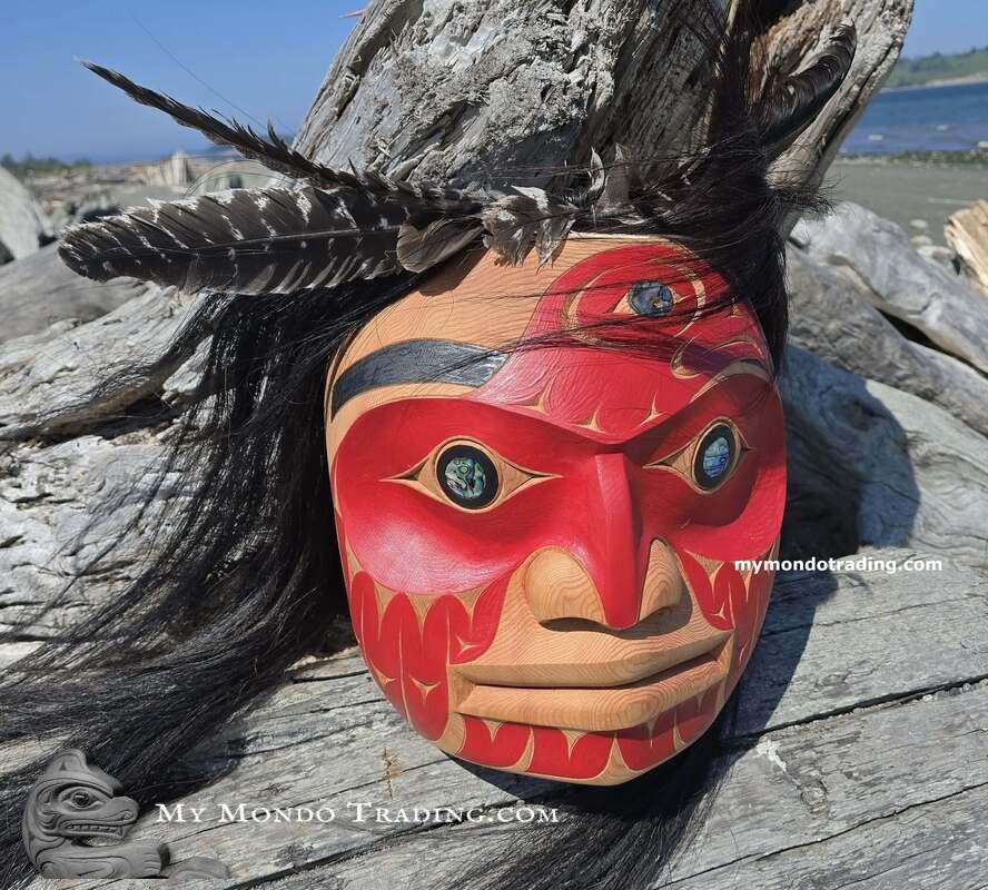 Large Eagle Portrait Mask, powerful cedar mask, by Gerry Sheena