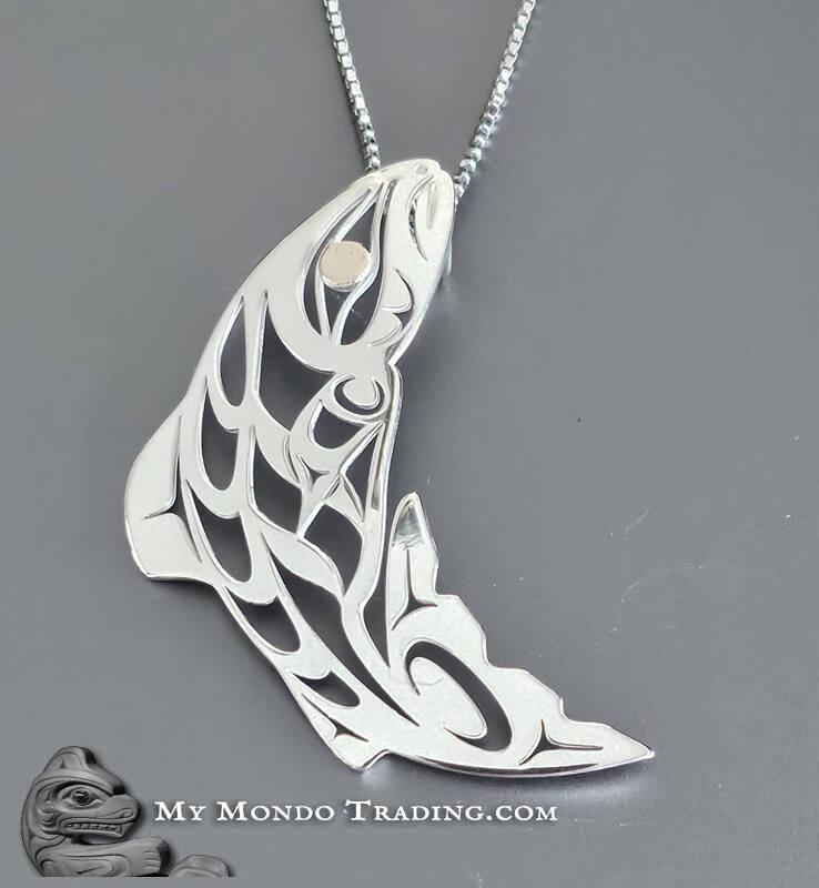 Sterling Silver & 14k Gold pendant, Salmon, by Grant Pauls - SOLD 