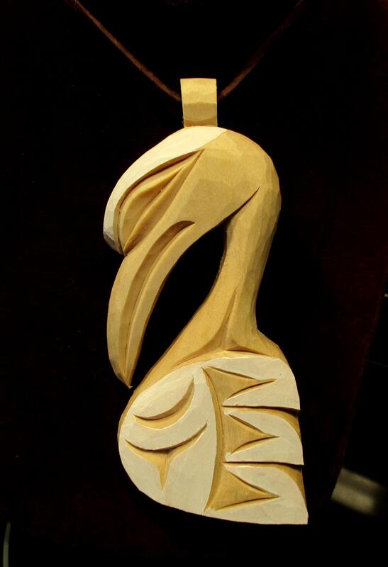 Swan pendant, cedar, superb art by Bear (Doug) Horne