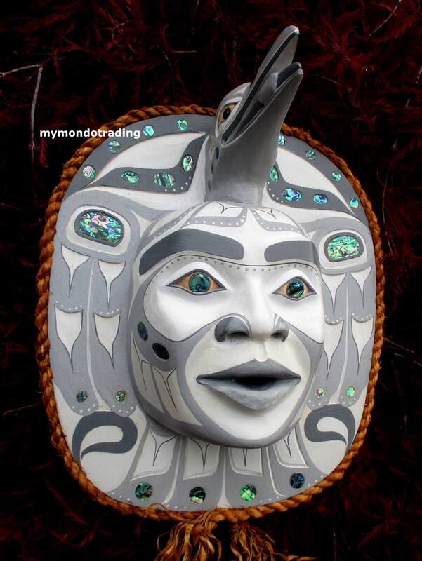 Raven and the light Mask, 41 inlays of Abalone, by Janice Morin - SOLD