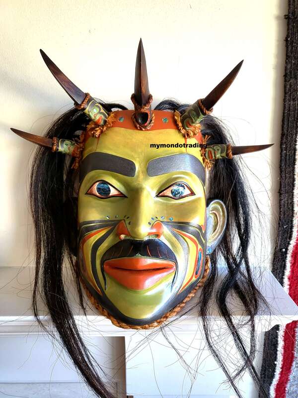 Horned Shaman Mask by female master artist Janice Morin