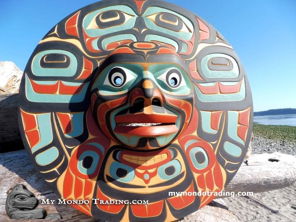 36" Eagle Moon Mask by late artist John Livingston (1951-2019)