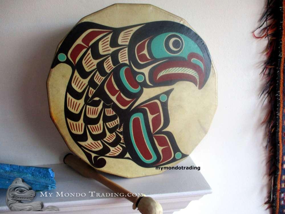 Salmon Drum by Bob Virgil, painted by John Livingston