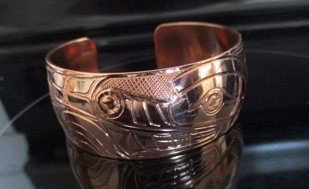 Wolf copper cuff Bracelet by Norman Seaweed