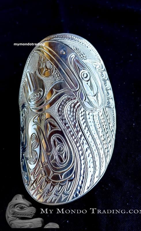 4 1/4" Transforming Raven dancer pendant, masterpiece by Paddy Seaweed