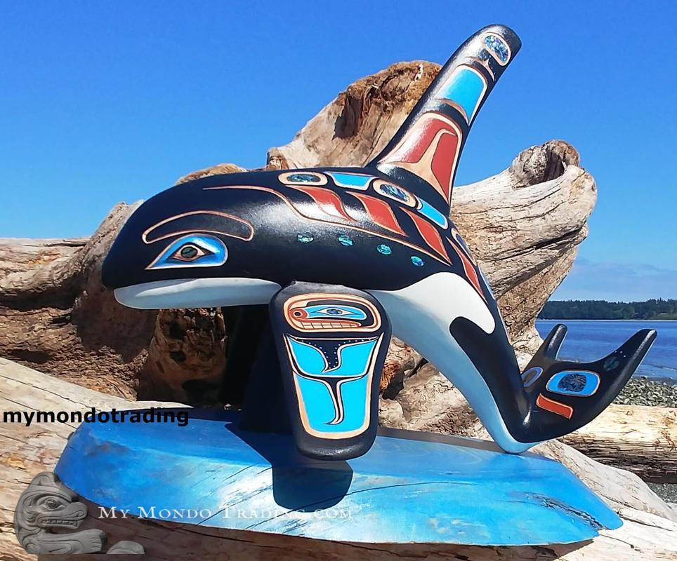 Incredible Whale Sculpture on wooden base by Randy Stiglitz
