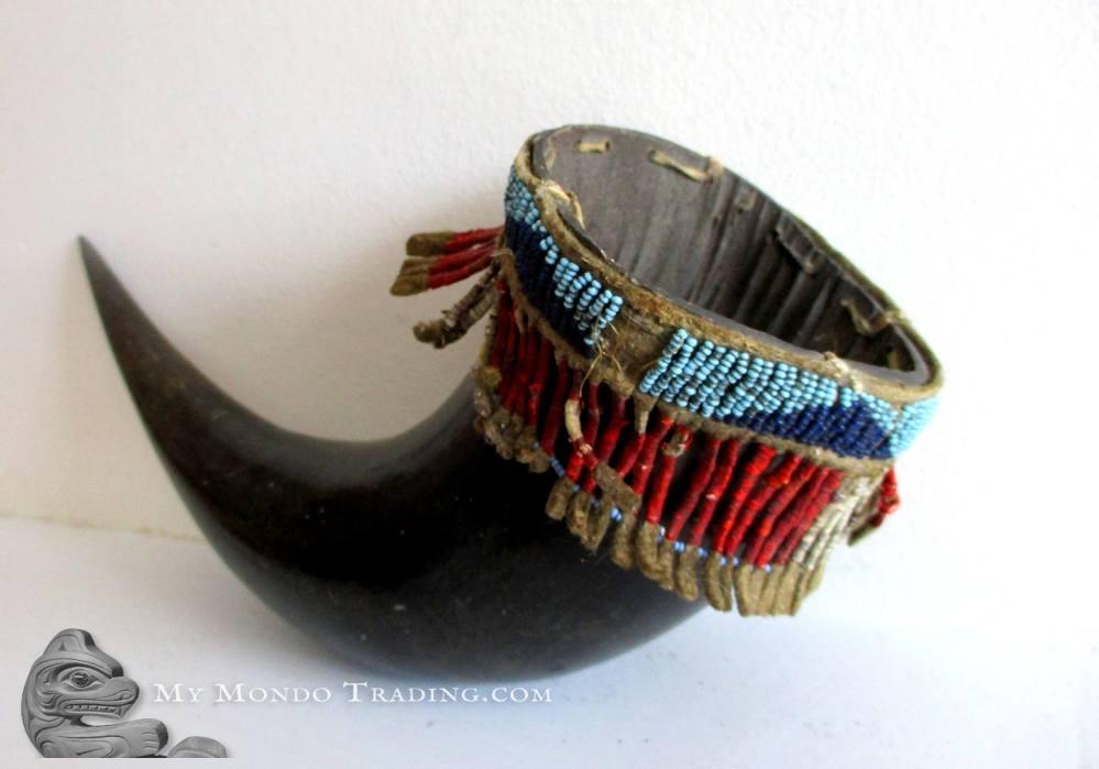 Sioux Nation beaded Buffalo Horn cup