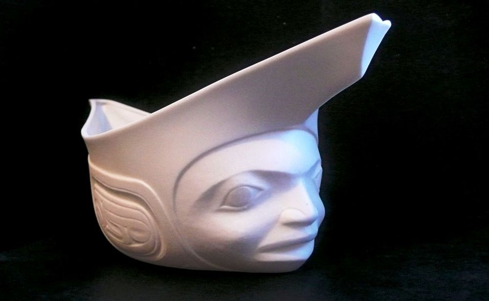 White Porcelain Spirit Canoe by Terry Jackson