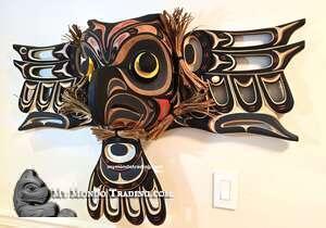 Exceptionally powerful 44" Owl Mask, hand carved by Tom D. Hunt (Walawidi)
