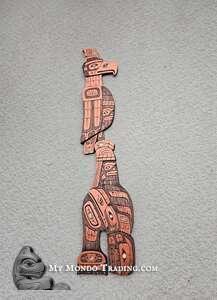 Thunderbird, Chief, Killer Whale, Raven, inlaid, hand carved by Silas Coon