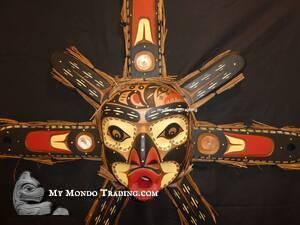 Beautiful cedar Sun Mask, Kwakiutl art, by Chief David Mungo Knox - SOLD 