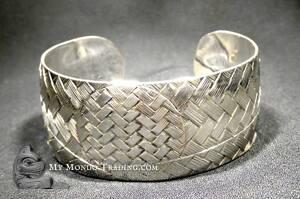 1" Silver Weave cuff bracelet "Sunset on the isle", Jody Sparrow