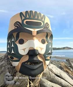 15" Woodpecker Mask, red cedar, authentic local Indigenous art by Tim Paul