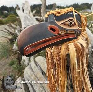 Raven Mask, articulated, Canadian Indigenous Art by Randy Stiglitz / Janice Morin