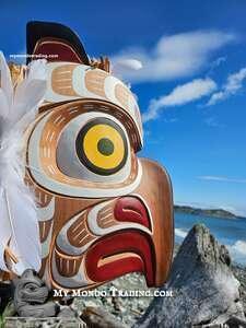 Mesmerizing Owl Mask, authentic, direct from artist Bill Henderson, Wei Wai Kum Nation