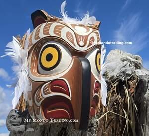 Mesmerizing OWL mask, 14" red cedar, authentic hand carved by Bill Henderson