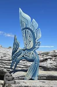 25" large and vibrant blue Kingfisher, hand carved, artist Brian Bob 