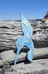 Vibrant blue Hummingbird, Bird of Love, Nootka art, Brian Bob 