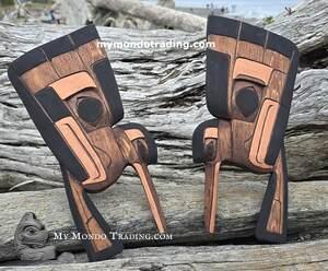 Lovebirds, Pair of Hummingbirds, hand carved Indigenous art by Charles George Sr.