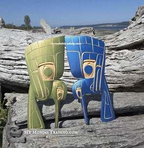 Vibrant blue Hummingbird and Eagle Spirit by Charles George Sr. - SOLD 