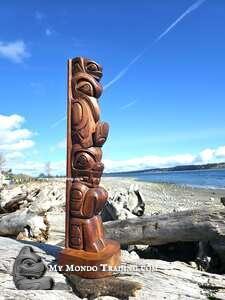 Haida Raven and Beaver, cedar Totem by late Darrell LeBlanc, Haida Nation