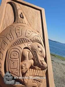 24" Haida art, cedar, Killer Whale and Seal, Donavon Gates - SOLD 