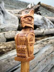 Thunderbird talking stick, hand carved by Gino Seward