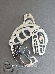 Sterling silver & 14k gold pendant, Killer Whale by Grant Pauls - SOLD