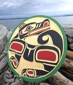 Yellow cedar Wolf, hand carved by Hereditary Chief Peter W. Smith 