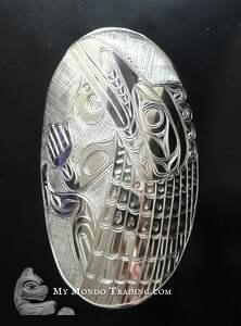3.5" Sterling Silver Hamatsa Pendant, superb craftsmanship by Paddy Seaweed 