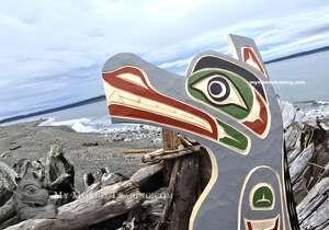 Gray Wolf, hand carved, hand painted by Indigenous artist Shane Flood Baker