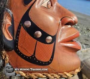 Powerful Copper Woman Mask, hand carved and direct from artist Janice Morin 
