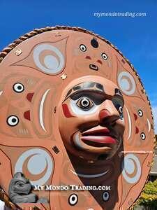 Large Moon Mask, cedar, hand carved, hand painted by Mervyn Child