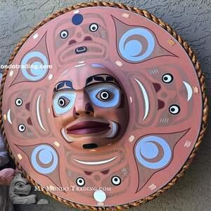 Large Copper Moon, cedar, hand carved, hand painted by Mervyn Child