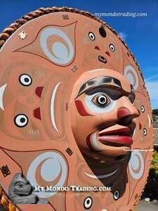 Large Copper Moon, cedar, hand carved, hand painted by Mervyn Child