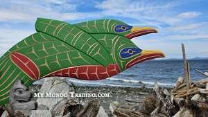 Hummingbirds, Birds of Love, hand carved cedar by Neil Baker 