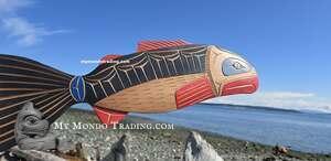 23" beautiful Salmon on red cedar, authentic Squamish art by Neil Baker