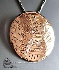 New design, 2" copper Eagle pendant by Paddy Seaweed, Kwakiutl Jewelry art