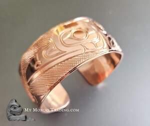 1" Raven, copper cuff bracelet hand made jewelry art by Paddy Seaweed