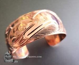 1" Copper SEA Eagle cuff bracelet, beautiful jewelry art by Paddy Seaweed
