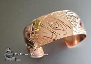 1" Copper cuff bracelet, Eagle and Seal spirit, by Paddy Seaweed