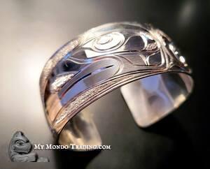 Silver Raven cuff bracelet, 1", jewelry art by Paddy Seaweed
