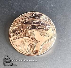 Circular 2" Killer Whale Copper pendant, handmade jewelry art by Paddy Seaweed 