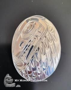 Sterling silver 2 1/5" Hamatsa Raven pendant by Paddy Seaweed