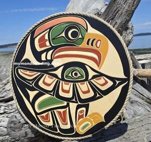 21" circular Eagle on yellow cedar, marvelous piece of art by Shane Flood Baker